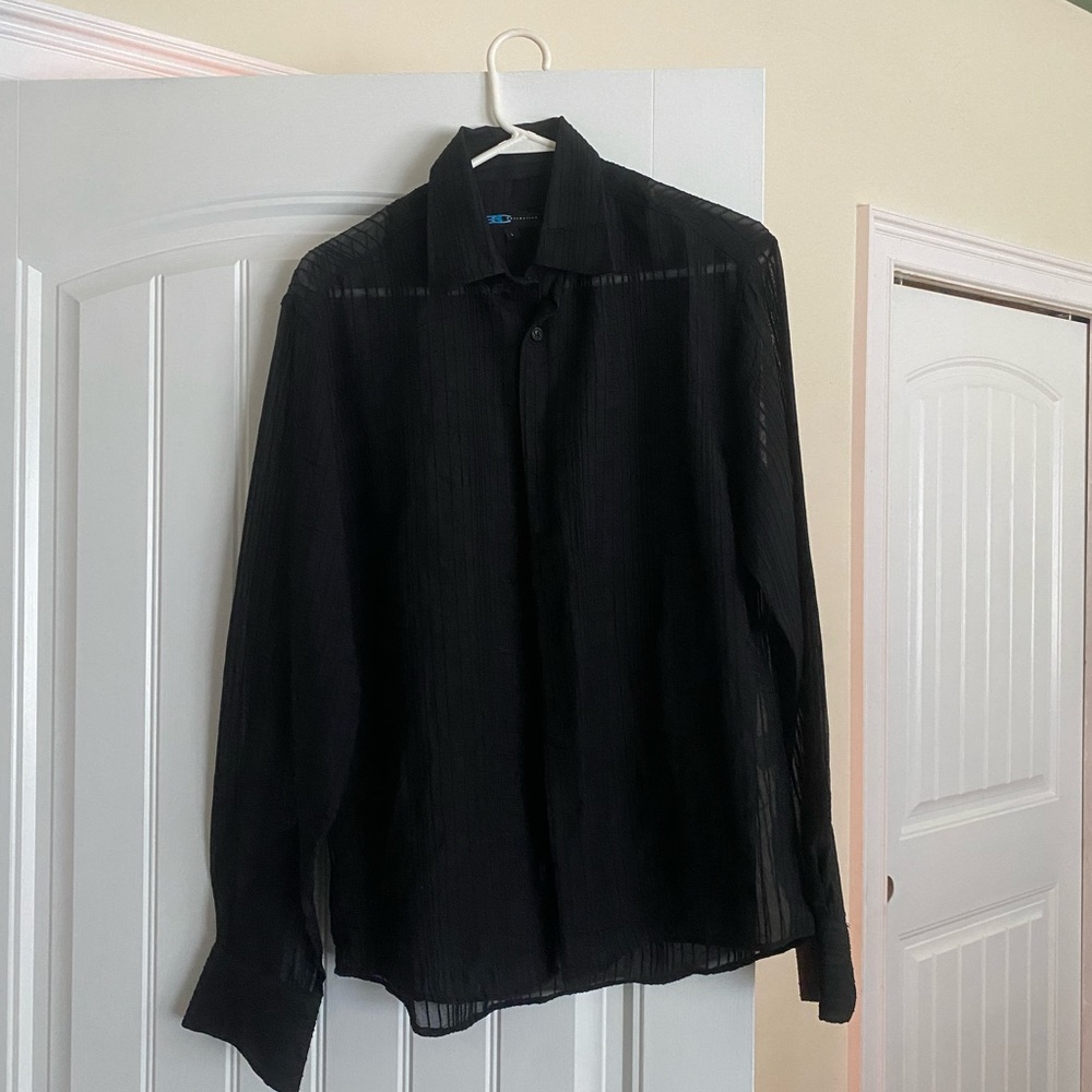 BC Collection Sheer Black Button Up